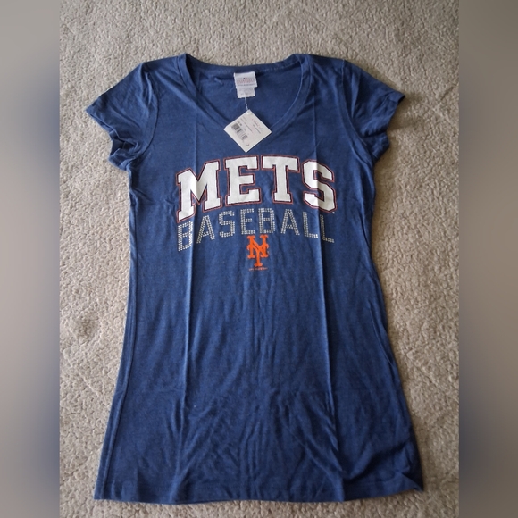 New 5th & Ocean Genuine Merchandise Blue Mets Baseball Tee - Picture 1 of 4